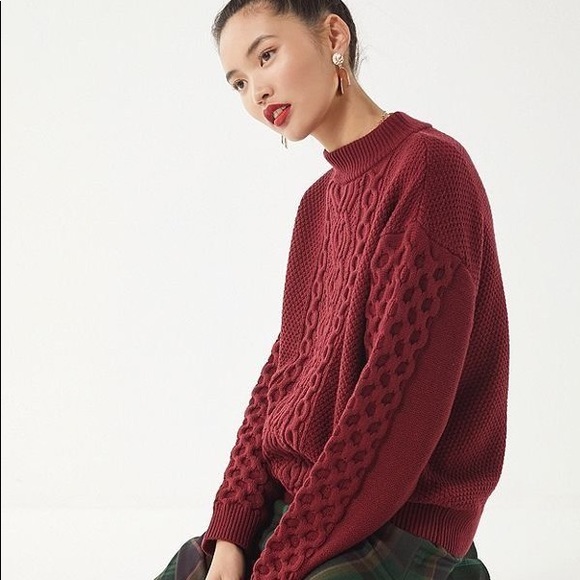 Urban Outfitters Red Cable Knit Sweater 